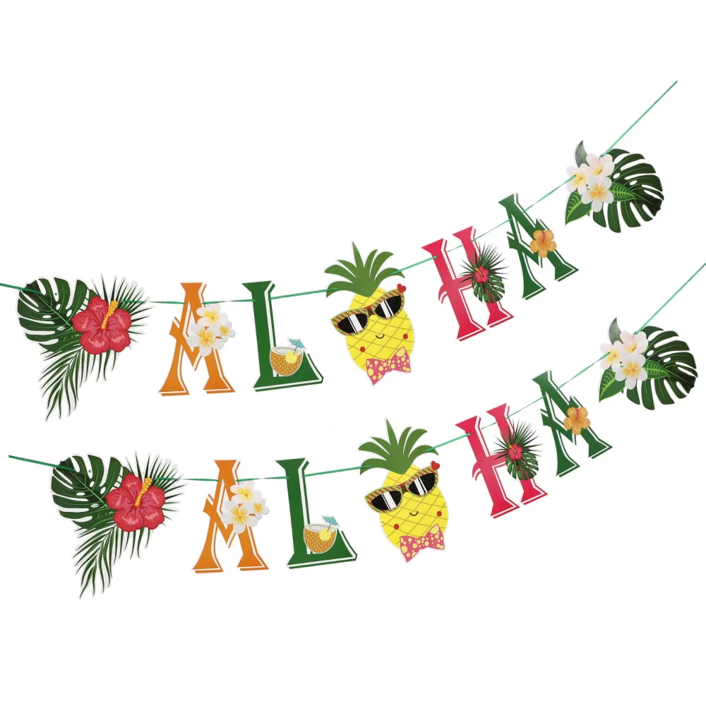 

2pcs Hawaii Elements Style Pineapple Printing Paper Banners Party Decor