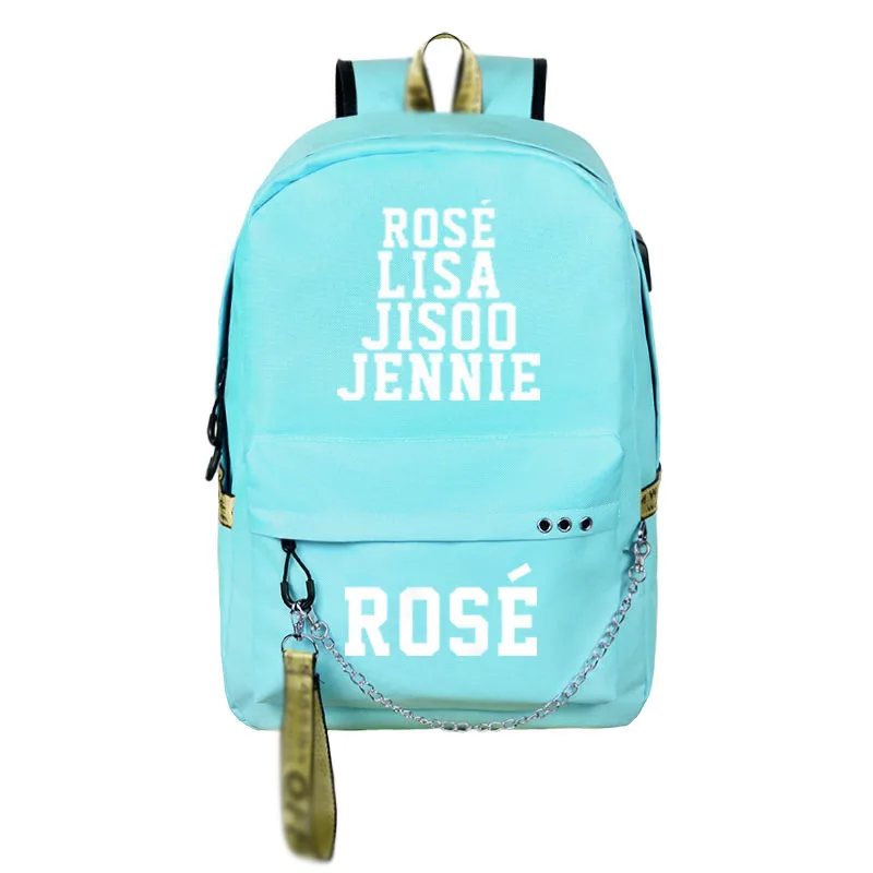 SBA12770105 BlackPink Rose Lisa JENNIE USB Рюкзак Школьные сумки черный розовый Mochila дорожные сумки для ноутбука наушники USB порт - Цвет: SBA12770105
