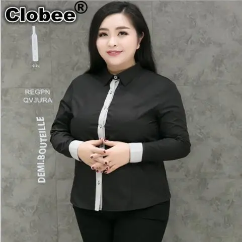 Женская туника с длинным рукавом элегантная белая блузка размера плюс M290 лето