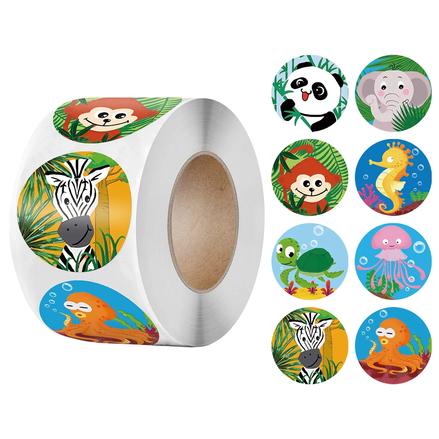 

Animals Reward Sticker for Kids 8 Different Zoo Sea Animals Round Cartoon Motivational Sticker for School Teacher Supplies