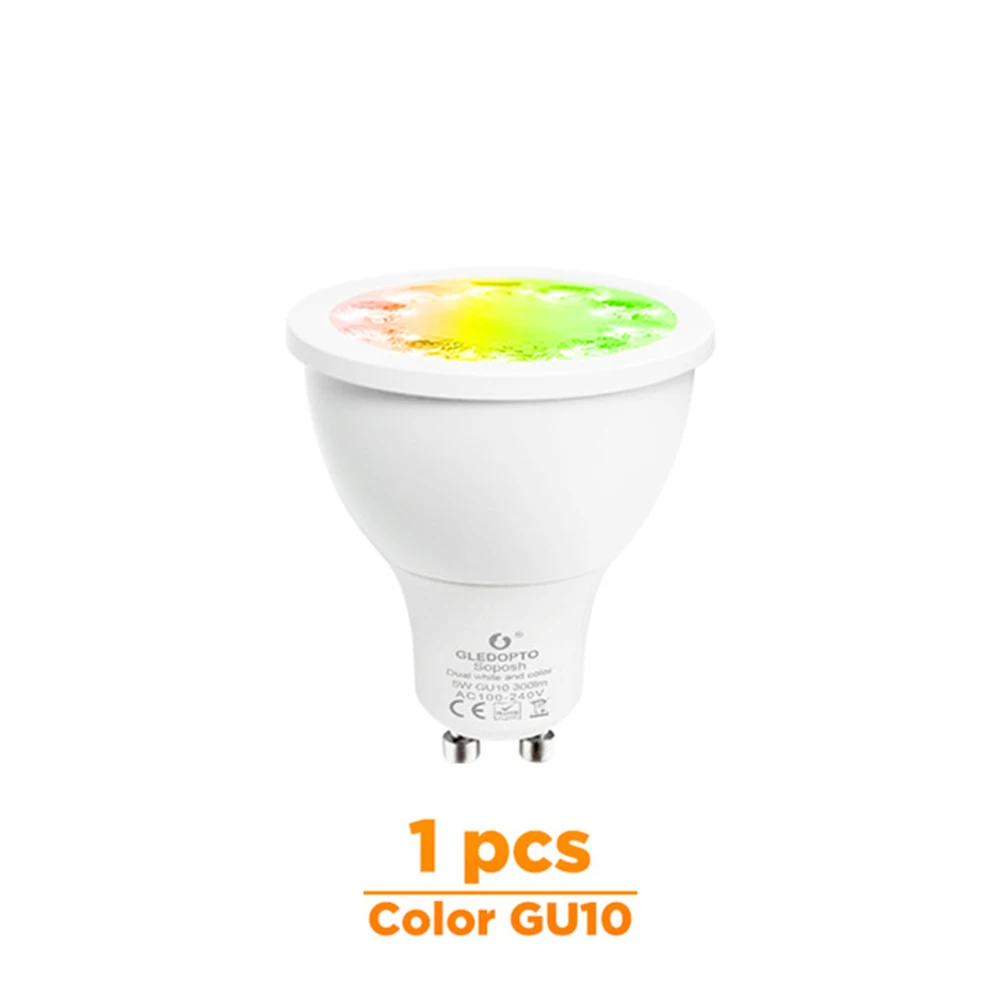 ZIGBEE умный дом светодиодный gu10 лампа RGB+ CCT изменение цвета 5 Вт умный Светодиодный прожектор AC100-240V светодиодный двойной белый свет работа с echo plus - Испускаемый цвет: 1 Pcs Color Gu10