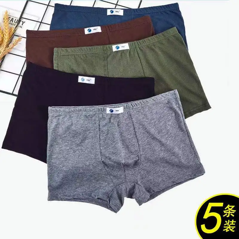 5pcs/lot Men's Underwear Adult Loose Breathable Cotton Underwear High Quality Plus Size Boxer Shorts Random Color Delivery