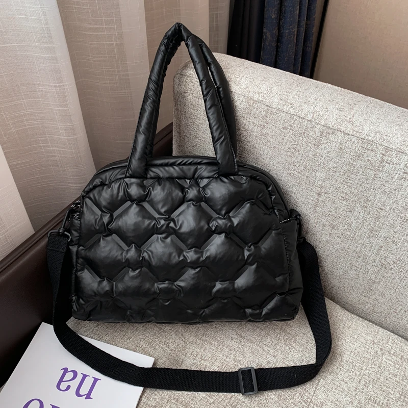 

Casual Down Cotton Women Shoulder Bags Nylon Space Pad Cotton Handbags Winter Crossbody Bag Female Large Capacity Tote Shopper