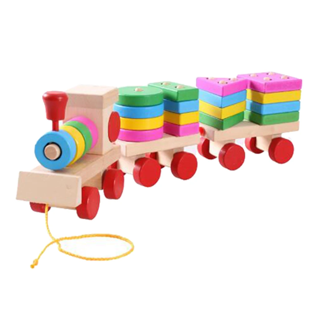 

Trailers Wooden Geometry Sorting Stacking Montessori Puzzle Toy Gifts for