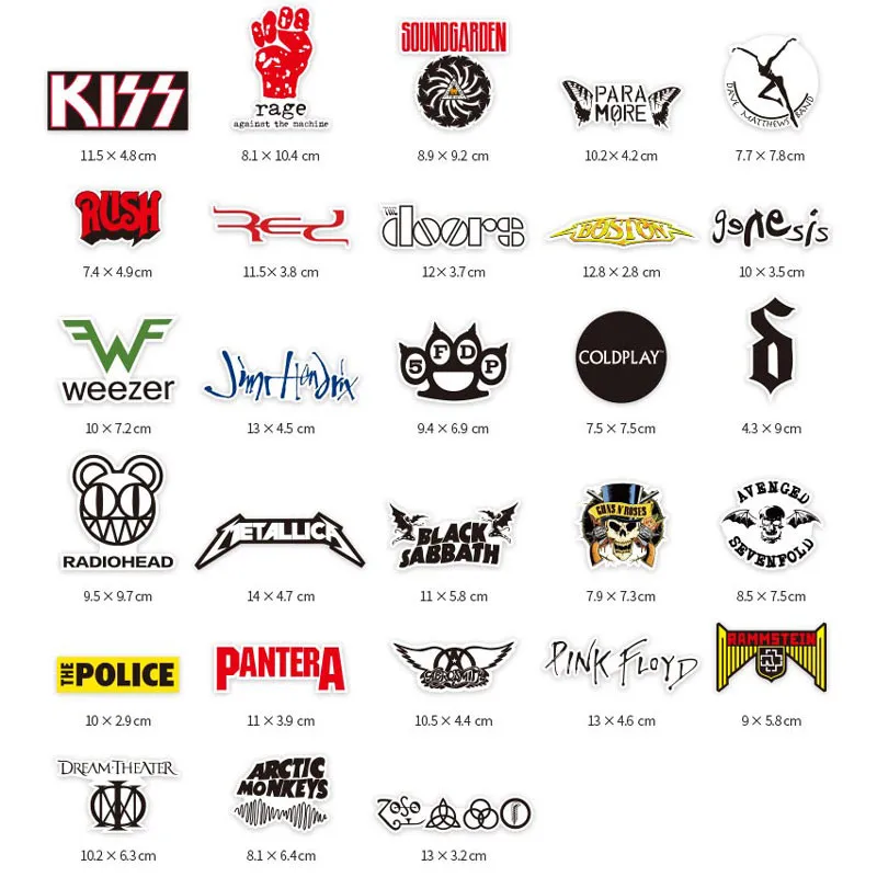Guitar Stickers Waterproof PVC Music Brand Decals Laptop Skateboard Pegatinas 48 Pcs/Set Lugguage Suitcase Decorate Gift | Игрушки и