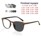 Фотохромные серые солнцезащитные очки для близорукости для мужчин и женщин от 0 до 0,5-0,75 до-6.0 оправа под дерево очки по рецепту для близорукости