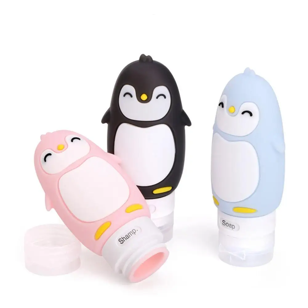 

Дорожная портативная пустая силиконовая бутылка для шампуня, лосьона, мультяшных животных, пингвинов, силиконовая бутылка.
