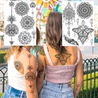 Временные тату хной в виде цветка мандалы для женщин, пикантное Ювелирное Украшение, тату, перо, Имитация Талии, водостойкие татуировки на груди