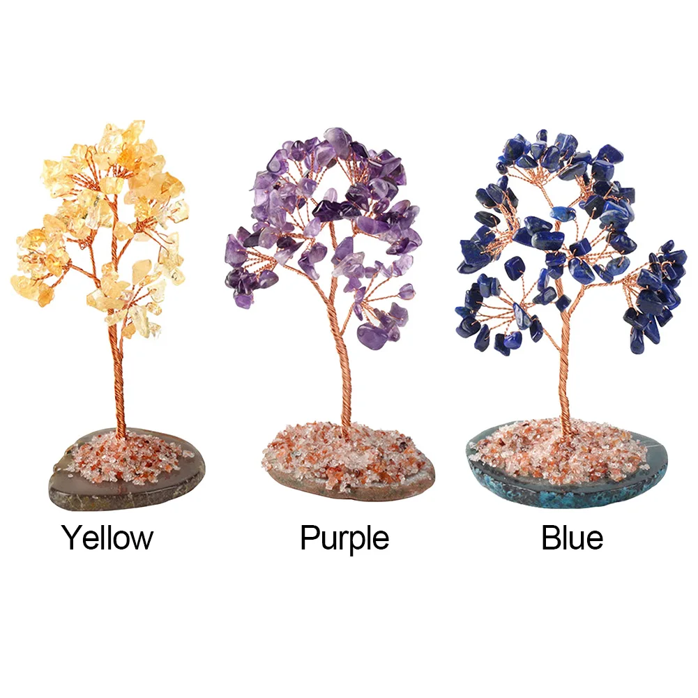 Mini Handmade Tabletop Money Tree Wealth Fortune Natural Crystal Feng Shui Craft Good Luck Ornaments Decorative Home Office Gift | Дом и сад