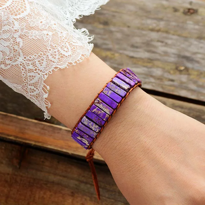 Женский браслет с бусинами из натурального камня | Украшения и аксессуары