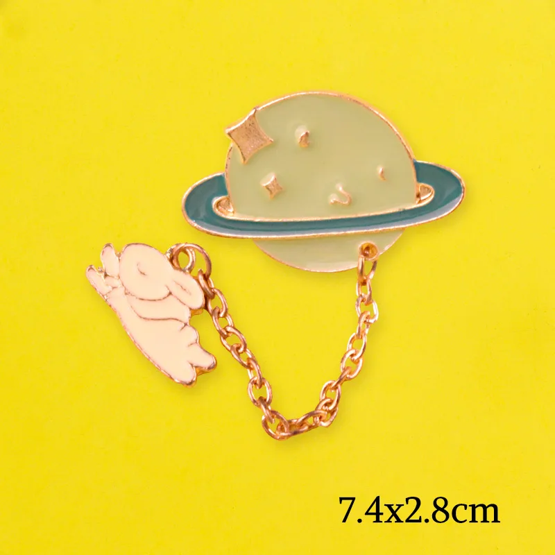 Набор с цепочкой и животными декоративные булавки Кит кот кролик металлические