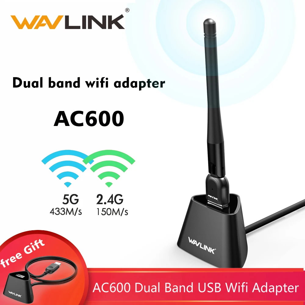 Wavlink USB WIFI адаптер 5 ГГц Wi Fi dongle 600 Мбит/с док станцией wifi антенна большой радиус