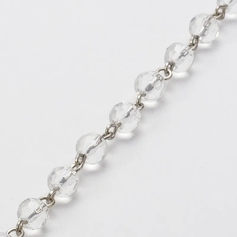 Цепочка Из граненых круглых стеклянных бусин ручной работы для изготовления