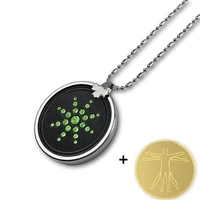 green crystal volcanic energy pendant necklace with 6 pieces anti emf mobile stickers