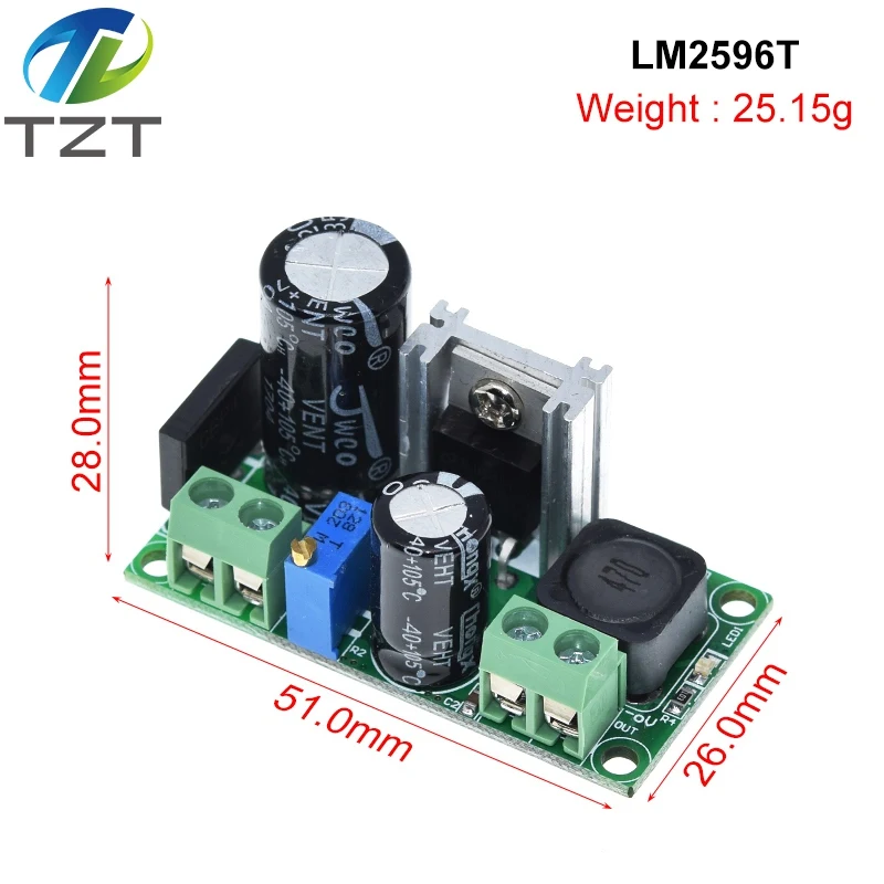 Регулируемый понижающий модуль питания TZT LM2596T LM2596HV 3 А постоянного тока 5 50 В
