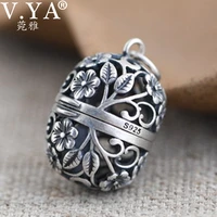 v ya 925 sterling silver fashion hollow plum blossom openable sachet pendants charm female models simple art pendant jewelry