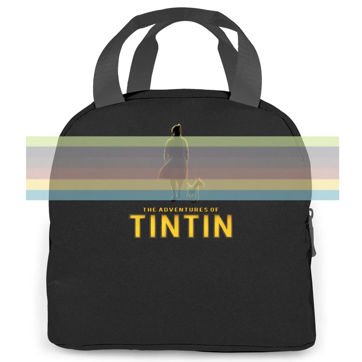 

The Adventures of TinTin black to New Pure Hip Hop Mens women men Portable insulated lunch bag adult student