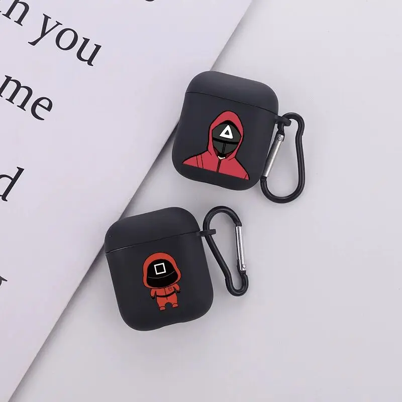 

Adventure Squid Game For AirPods Pro 2 1Korean Thriller TV Black Soft Silicone Protective Cover Case With Carabiner Hook