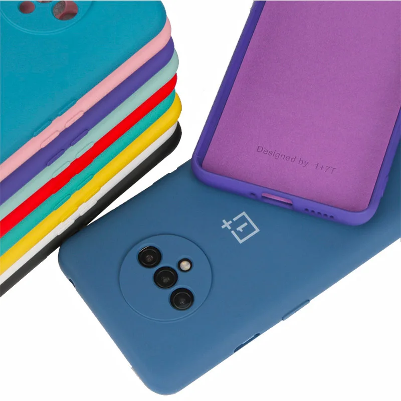 Оригинальный жидкий силиконовый чехол Oneplus 7T Мягкий защитный шелковистый