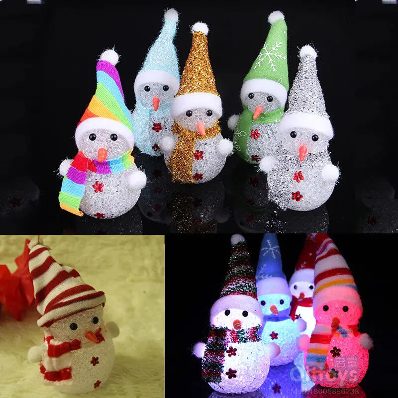 

Christmas Decorations Crystal Hat Snowman LED Night Light Change Color Nightlights Colorful Eye-lantern Xmas Gifts 2022 New Year