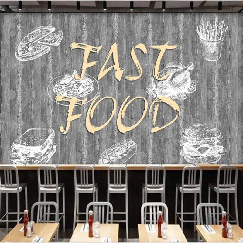 Пользовательский фон для пиццы гамбургера ресторана настенная 3D бумага закуска