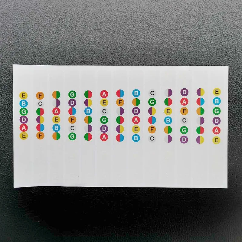 5 arten bunte klar gitarre griffbrett notizen karte label aufkleber griffbrett fret decals für 6 string akustische elektrische guitarra free gl