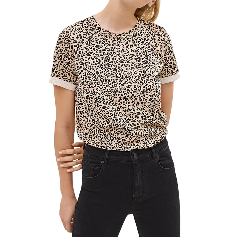 

2020 new leopard print T shirt women printing round neck short sleeve women fashion casual T shirt Sexy Slim fit Female tops