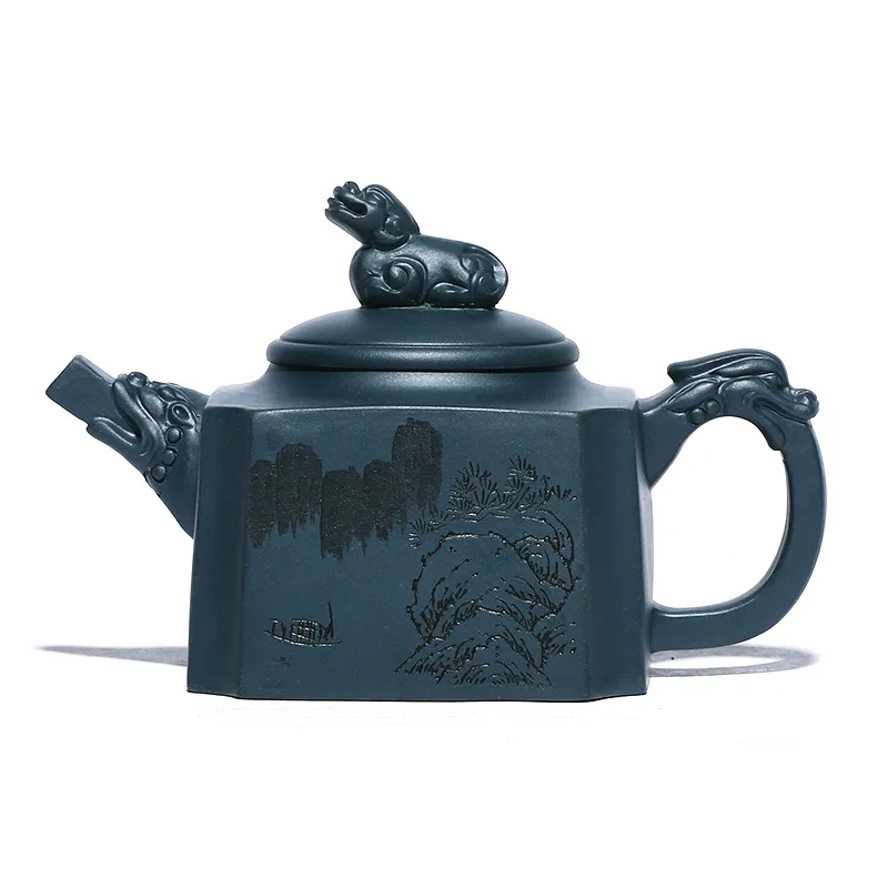 

Оригинальный квадратный горшок из лазурной глины Zisha Чайник из исинской глины ручной работы горшок кунг-фу чайная фиолетовая глина Посуда д...