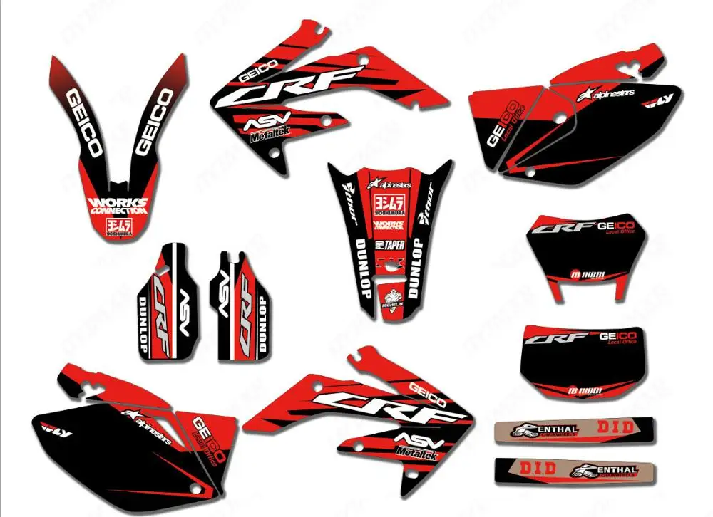 6 видов стилей графика фоны наклейки для HONDA CRF 250X CRF250X 2004 2005 2006 2007 2008 2009 2010 2011 2012 2014