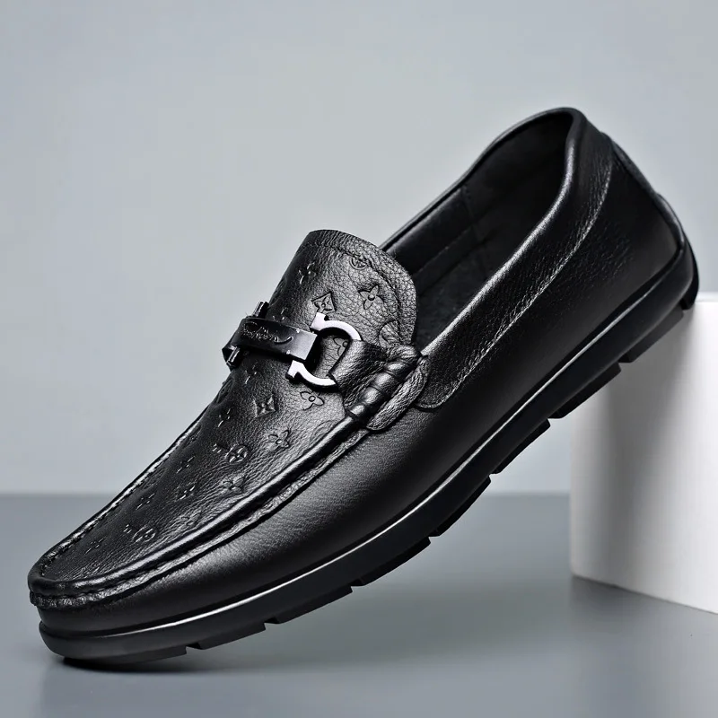 

Мужские осенние повседневные кожаные туфли, мужская обувь, мужские лоферы из воловьей кожи первого слоя, модная мужская кожаная обувь, мужс...