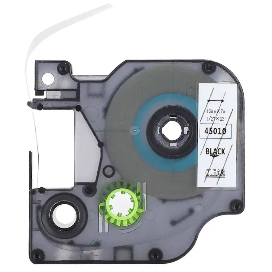 Лента для этикеток DYMO печатной бумаги D1 12 мм черная на прозрачном фоне 45010|Ленты