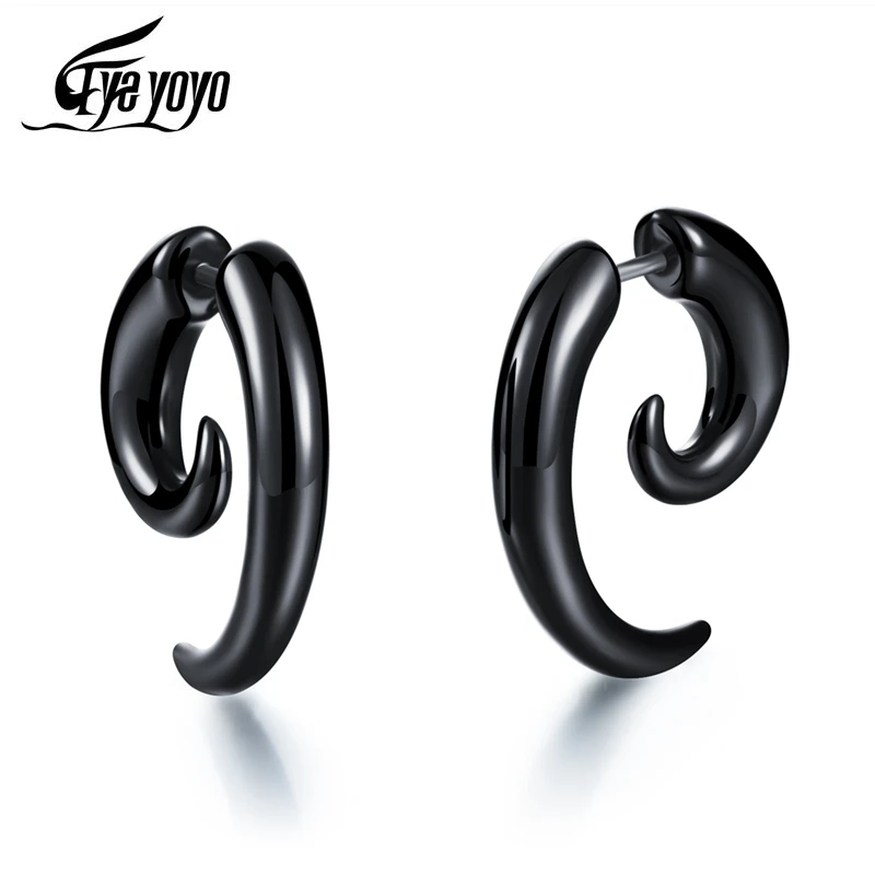 EyeYoYo Панк Черные улитки акриловые спиральные ушные конические датчики