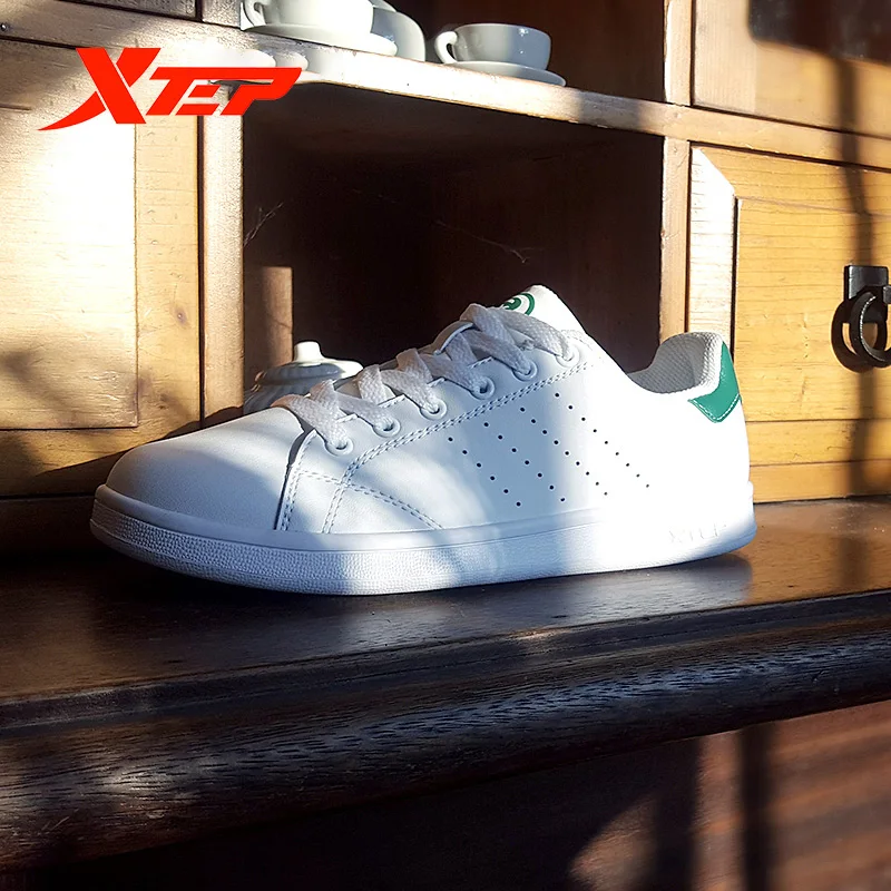 Xtep Men Women Skateboarding Shoe Couple Leather Unisex White Stan Sneakers Casual Breathable Shoes 983218319266