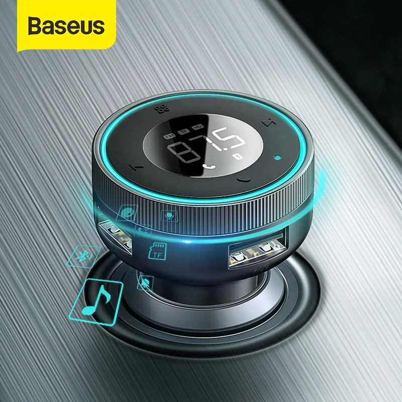  Baseus FM передатчик модулятор Bluetooth 5,0 «свободные руки» для автомобиля Aux адаптер 3.4A устройство для автомобиля с двумя портами USB Зарядное …
