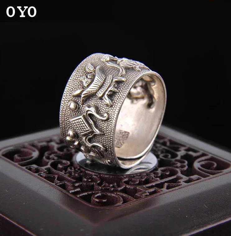 

999 sterling silver ring men and women opening adjustable retro silver ring couple ring