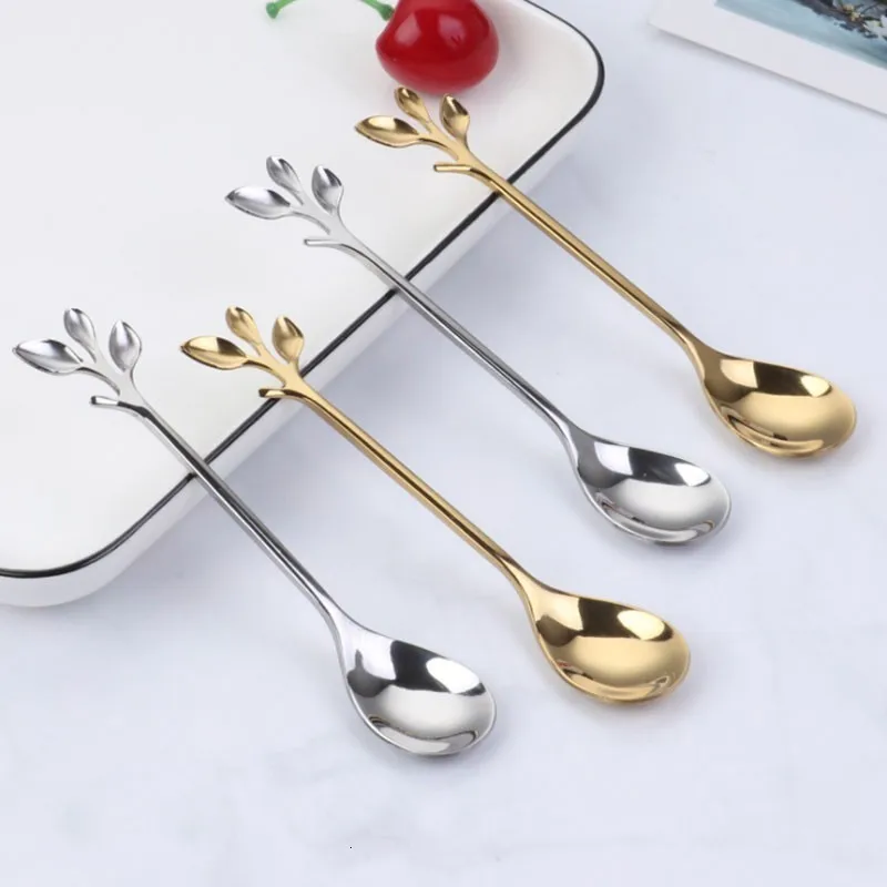 Винтажная Изысканная маленькая кофейная ложка в форме ветки столовые приборы