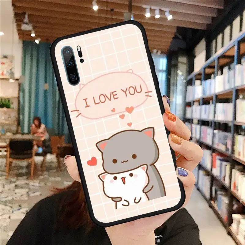 

Jemy Peach Cat Cartoon cute lovely Phone Case For Huawei honor Mate P 9 10 20 30 40 Pro 10i 7 8 a x Lite nova 5t
