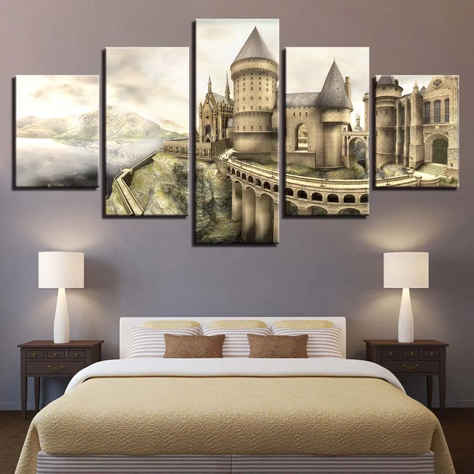 

Wall Art HD Prints Home Decoration 5 Pieces Building Landscape Modular Canvas Painting Pictures For Office Artwork Modern Poster