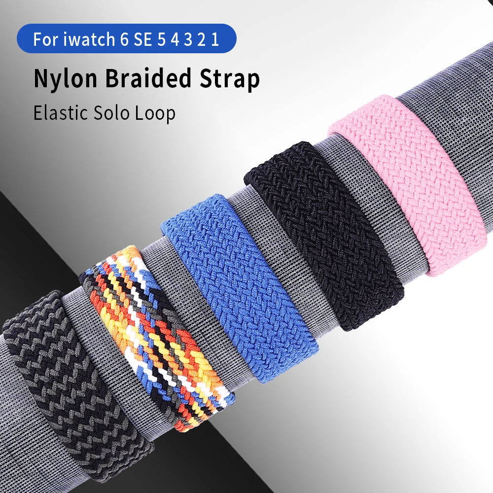 

Nylon Fabric Braided Solo Loop Strap For Apple Watch 6 Se 5 Band 44mm 40mm 38mm 42mm Elastic Belt Bracelet to iWatch Series 4321