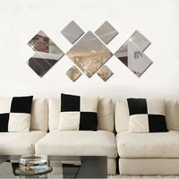7 pcs new mirror wall sticker square design stickers decal living room home decor diy creative modern background wall decoration