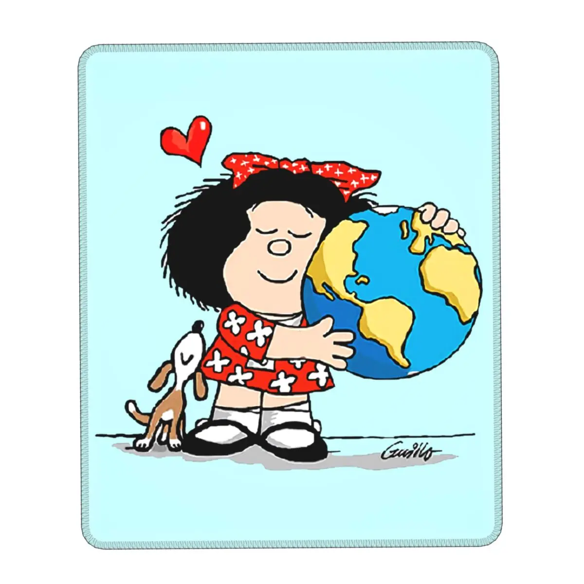 

Mafalda World And Her Puppy Mouse Pad Square Non-Slip Rubber Mousepad Gamer Desk Computer Pads Quino Comic Cartoon Mouse Mat
