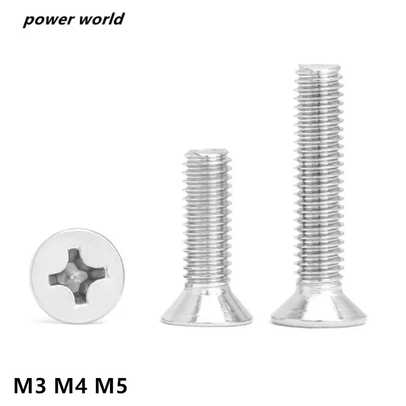 GB819 304 нержавеющая сталь плоская головка потайной Phillips Машина Винты M3 M4 M5 машина