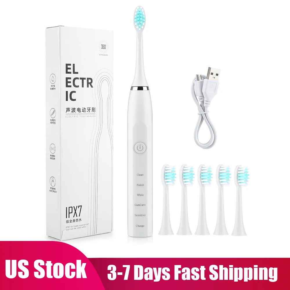 

Sonic Electric Toothbrush Soft Bristles Teeth Whitening Massage Bush USB Rechargeable Waterproof Tooth Brush For Travel