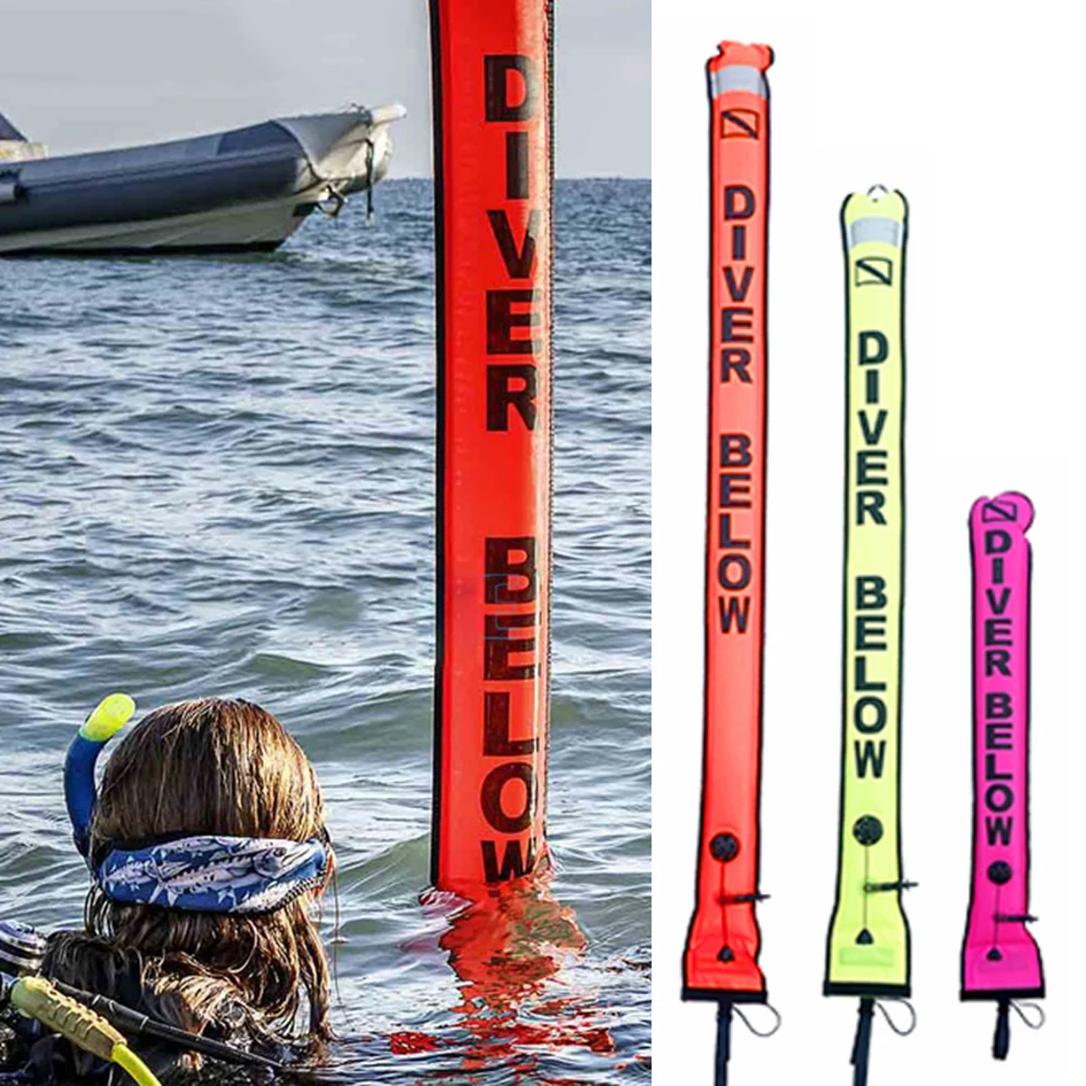

1.2/1.5/1.8M Scuba Diving Surface Signal Marker Buoy Colorful Visible Inflatable Signal Tube Underwater Diving Scuba Accessories