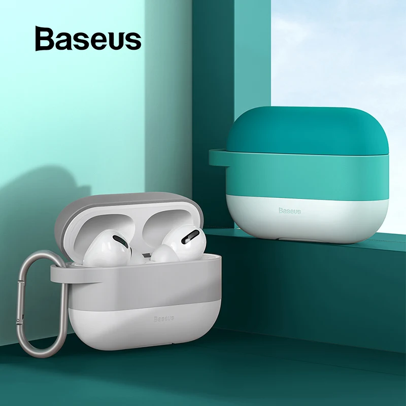 Цветной чехол Baseus для Airpods Pro с крючком TWS Bluetooth наушники мягкий силиконовый