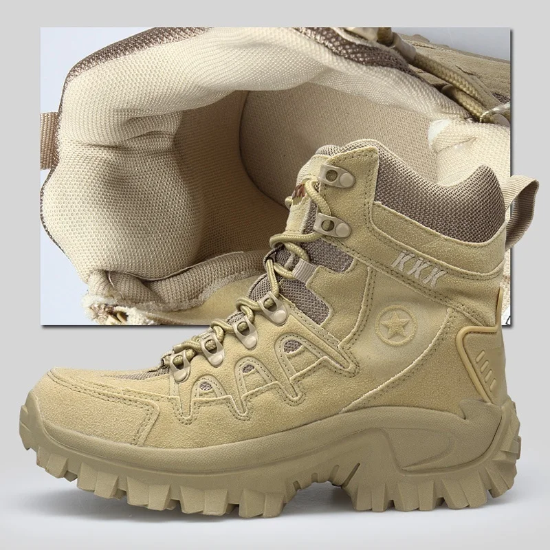 Mens Ultra-Light Combat Boots Comfortable Hiking Boots Military Tactical Work Boots Outdoor Non-slip Camping Trekking Sneakers