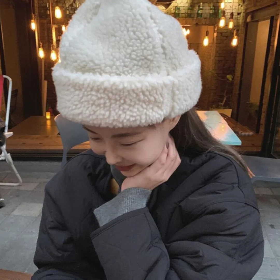 Unisex Lambswool Beanie Hat Ribbed 