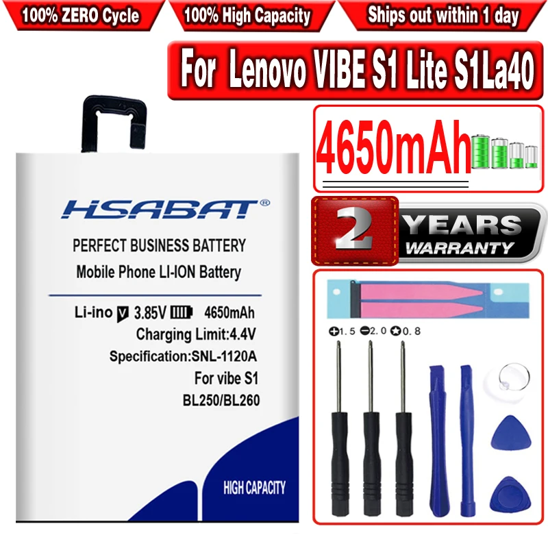 Аккумулятор HSABAT BL260 4650 мАч для Lenovo VIBE S1 Lite S1La40|battery for lenovo|3200mah batterybattery |