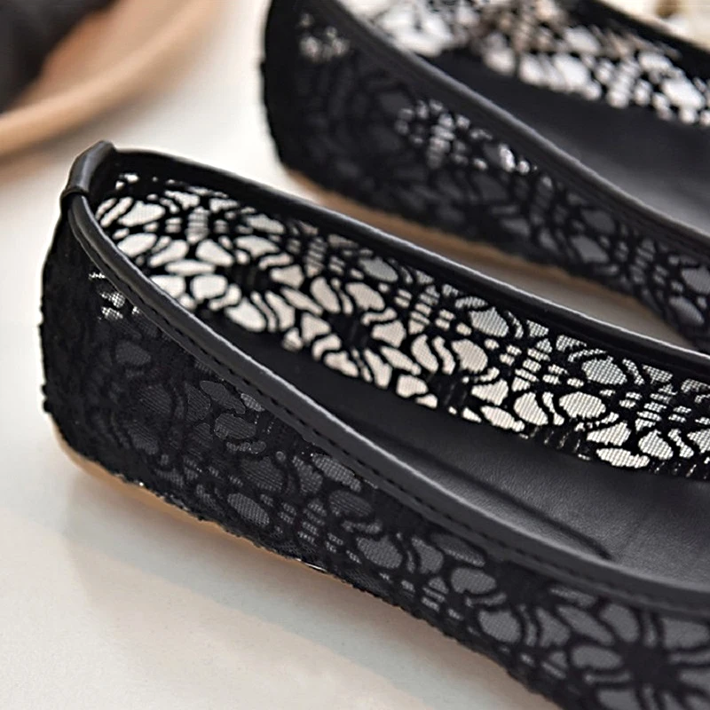 

2021 New Women Flats Shoes Ballet Flats Fashion Bow-Knot Women Shoes Slip On Cut Outs Flat Sweet Hollow Summer Female Shoes