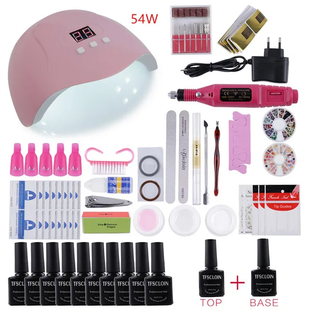 

Tfscloin Nail Set UV LED Lamp Dryer With 22 pcs Nail Gel Polish Kit Soak Off Manicure Tools Set electric Nail drill Nail Tools